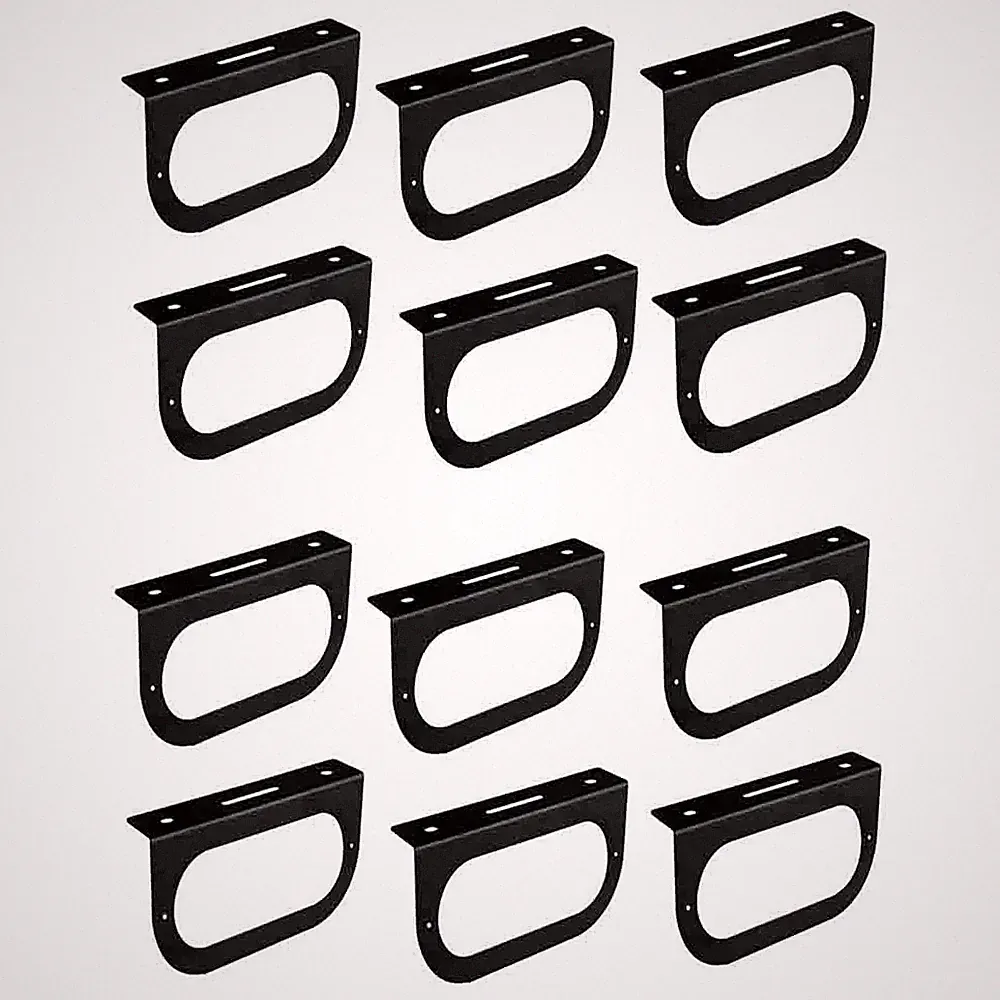 (12) Black 6" Inch Oval Brake Light Mounting Brackets for Truck RVs Campers