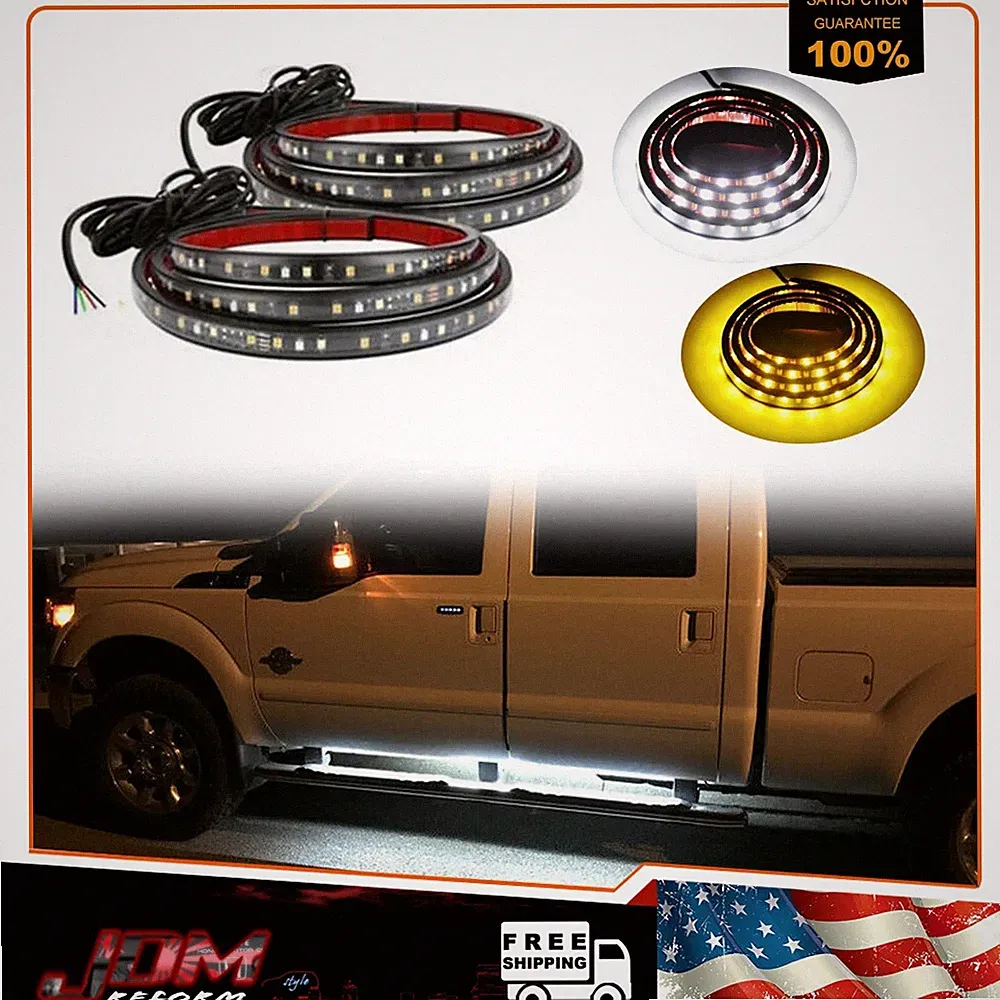 60 INCH Running Board Side Step LED Light Amber White Turn Signal DRL Strip Bar
