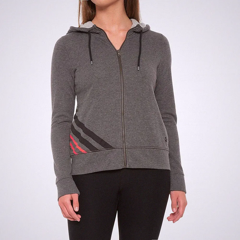 $60 NWT UNDER ARMOUR French Terry Full Zip Hoodie Jacket Grey 1316115 Small LOGO