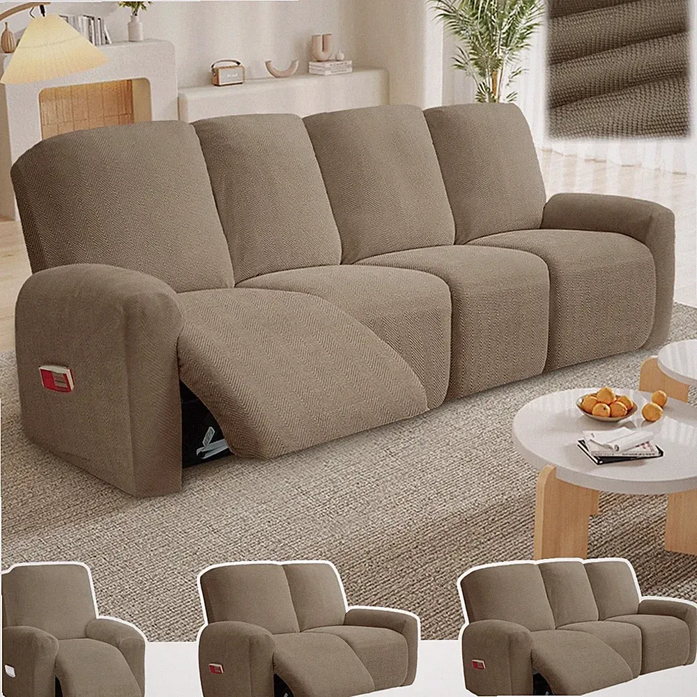 All-Inclusive Recliner Chair Cover Stretch Chenille Recliner Sofa Covers Durable