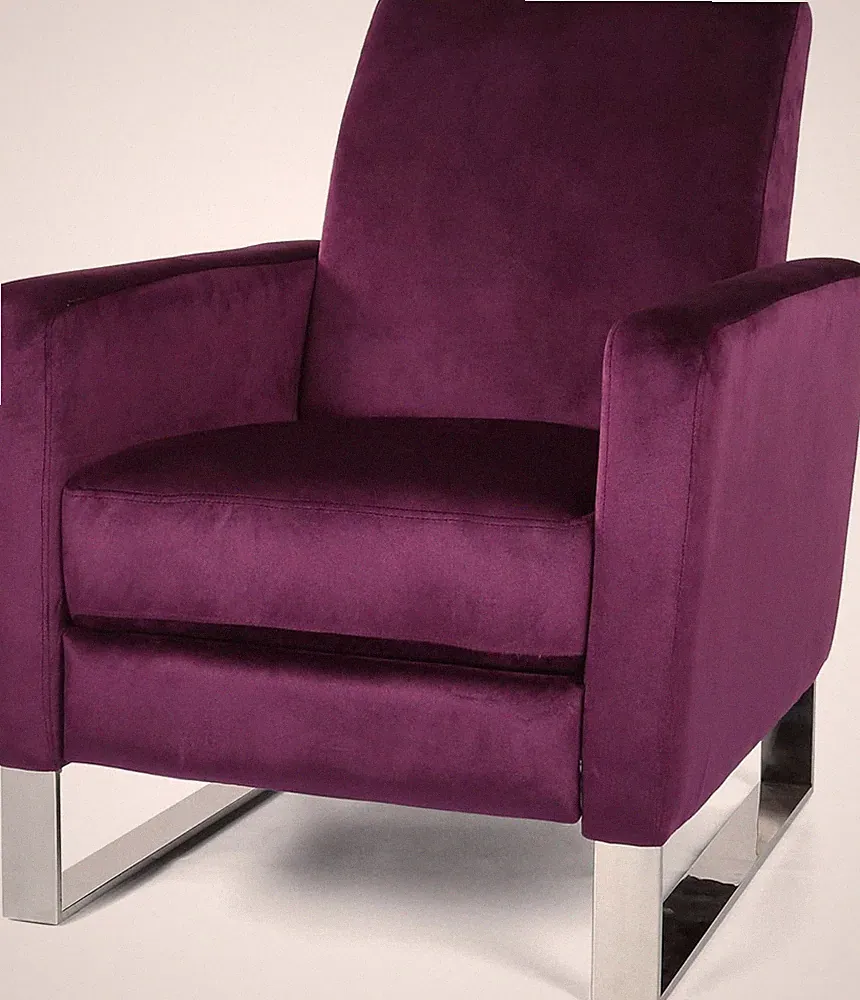 Arvin High Leg Recliner in Eggplant with Silver Accents by Christopher Knight Ho
