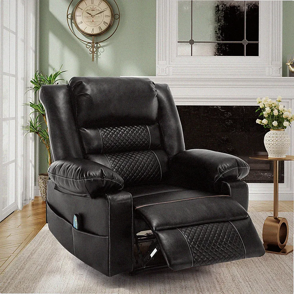 Breathable Leather Massage Recliner Chair Manual Living Room Reclining Sofa