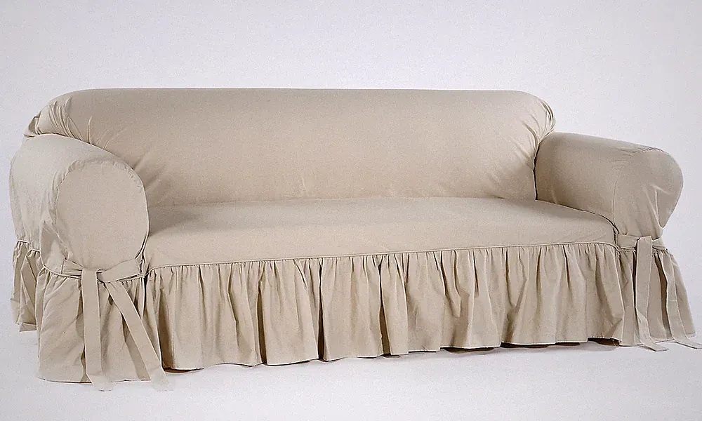 Cotton Dock Ruffled Round Arm Sofa/Loveseat/Chair Slipcover AMY