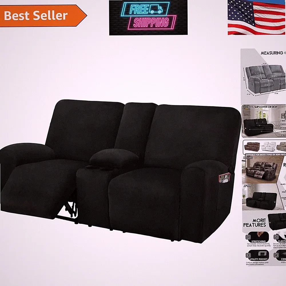 Elegant Stretch Velvet Loveseat Recliner Slipcover - Anti-Slip, Easy Care