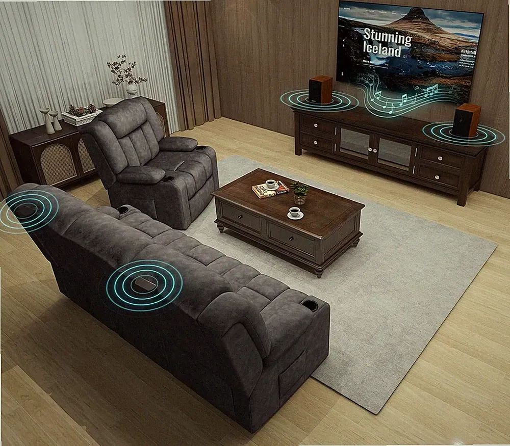 Loveseat Recliner Sofa,Fabric Home Theater Seating Seats,Rv Manual Reclining Cha