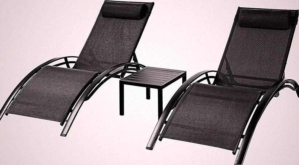 Patio Chaise Lounge Chairs Set, Adjustable Sunbathing Recliner Poolside Chairs