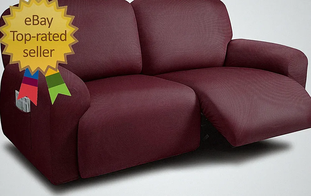 Reclining 2 Seater Sofa Extra Wide Reclining Love Seat Slipcover 6-Piece Fabric