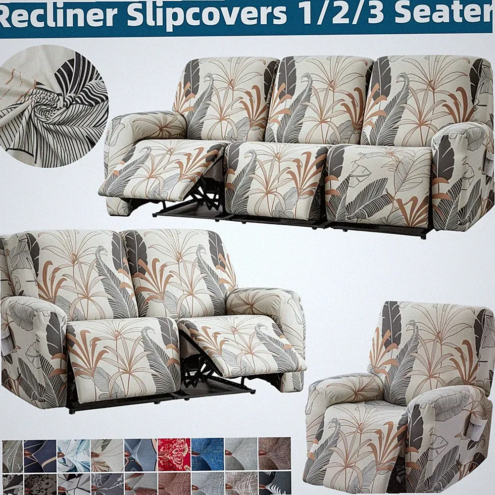 Stretch Recliner Slip Covers 1/2/3 Seater Printed Lazy Boy Chair Cover Anti-Slip