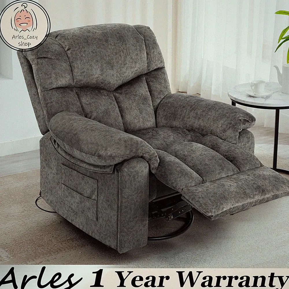 Swivel Rocking Recliner Chair Massage & Heating Bonded Leather Sofa 330lb Load