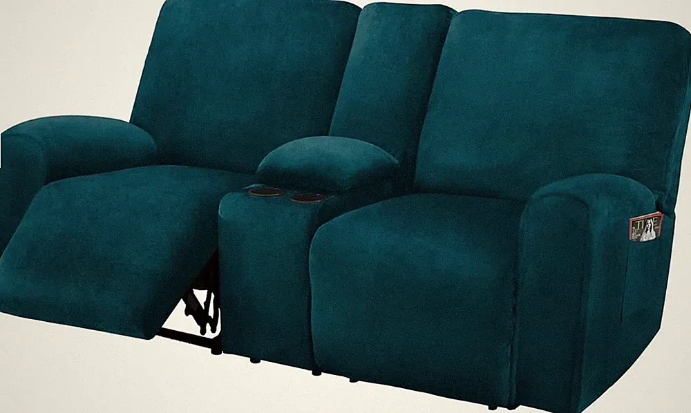 ULTICOR Ultimate Decor Reclining Love Seat with Middle Console Slipcover, 8-P...